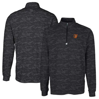 Baltimore Orioles Cutter & Buck Big Tall Traverse Camo Print Stretch Quarter-Zip Pullover Top - Black