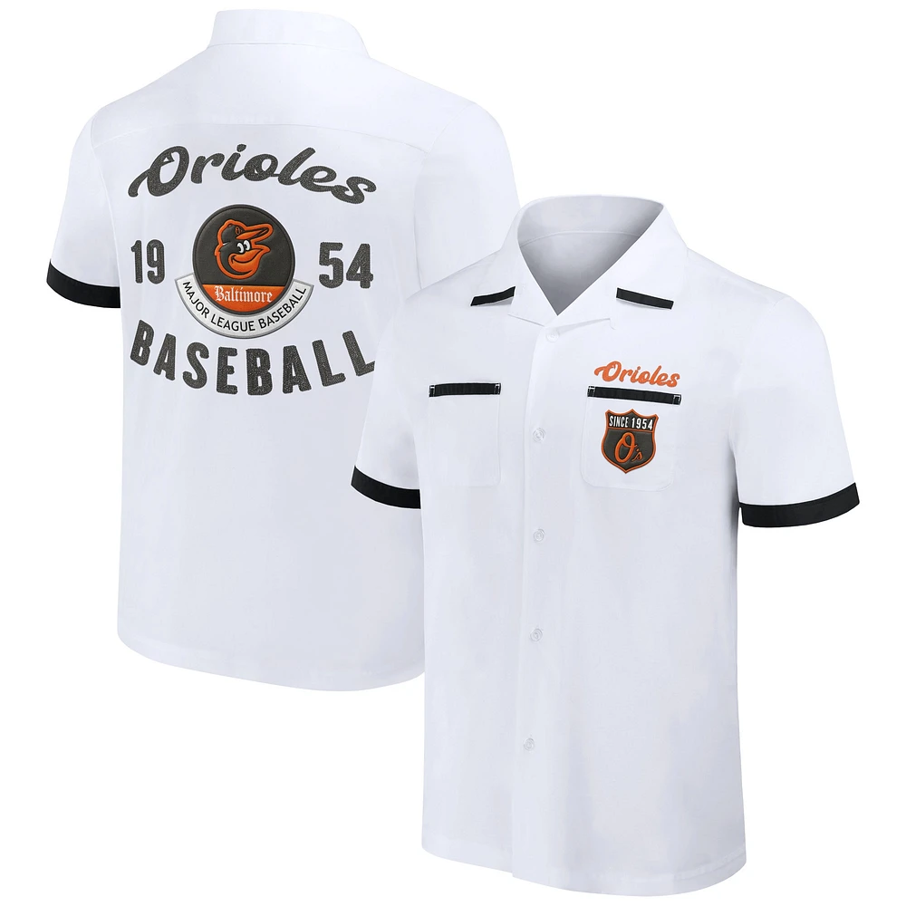 Collection Darius Rucker pour homme par Fanatics White Chemise boutonnée Baltimore Orioles Bowling