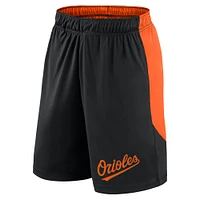 Short en polyester noir/orange Fanatics pour homme des Baltimore Orioles Launch