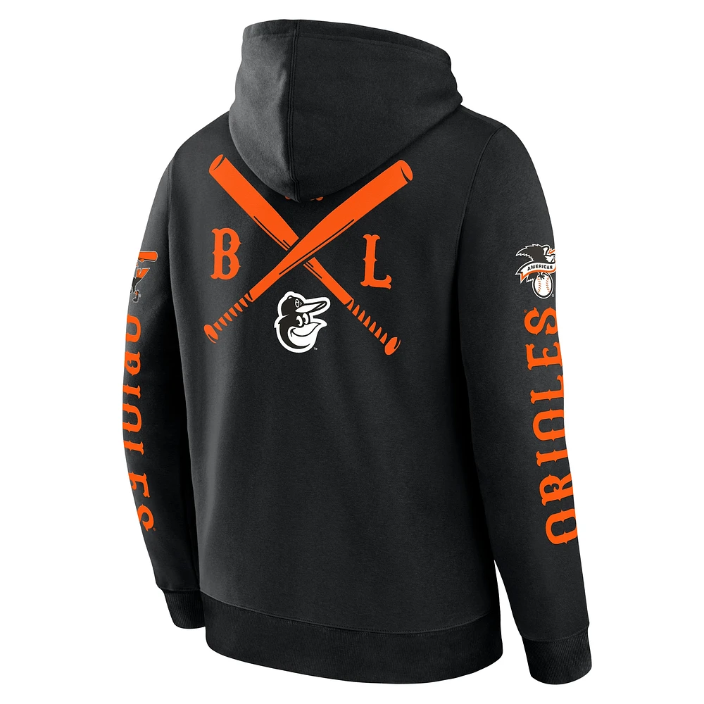 Men's Fanatics  Black Baltimore Orioles Big City Legacy Fleece Pullover Hoodie