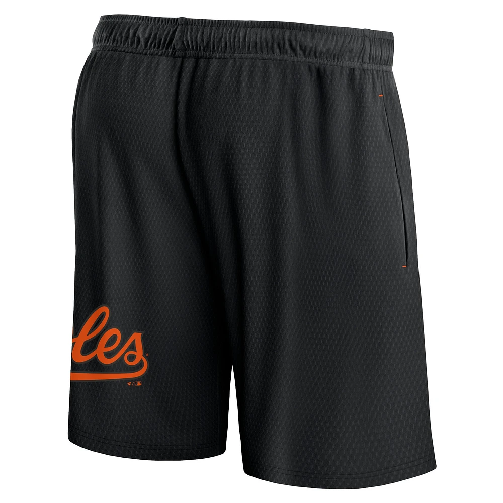 Short en maille Clincher Fanatics pour homme, noir, Baltimore Orioles