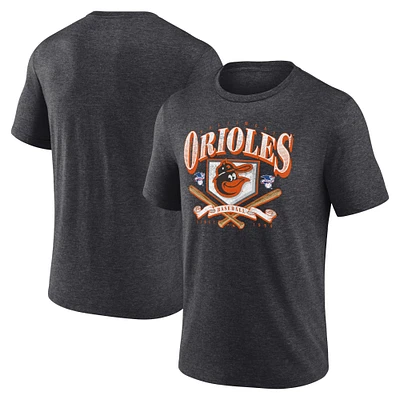 Men's Fanatics Heather Charcoal Baltimore Orioles Home Team Tri-Blend T-Shirt