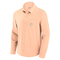 Chemise boutonnée à manches longues Fanatics rose clair Baltimore Orioles Front Office pour hommes