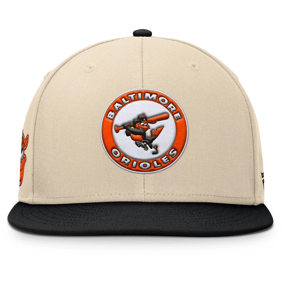 Men's Fanatics Natural/Black Baltimore Orioles Cooperstown Collection Bounder Snapback Hat