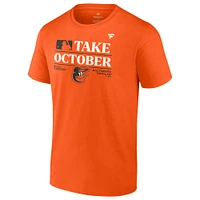 T-shirt fanatiques orange pour hommes, Baltimore Orioles 2023, vestiaire d'après-saison, grand et