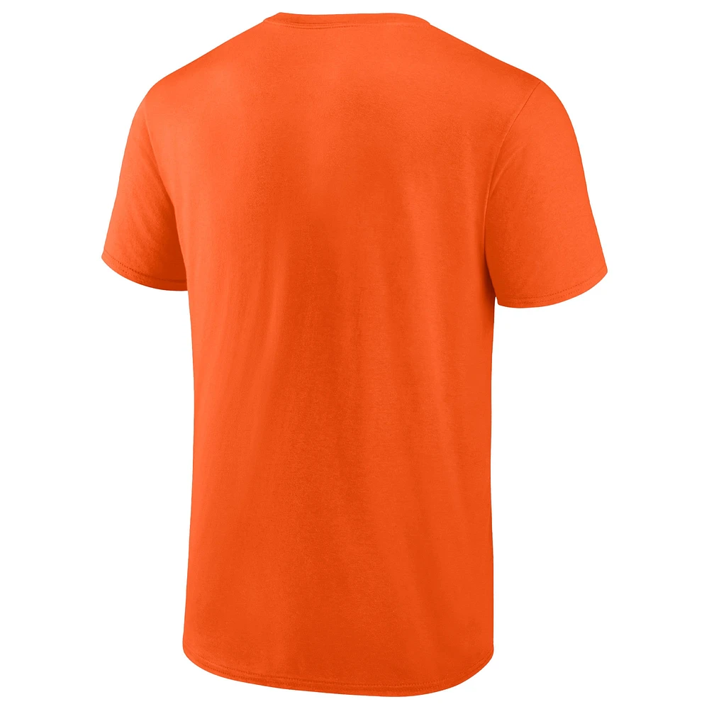 T-shirt fanatiques orange pour hommes, Baltimore Orioles 2023, vestiaire d'après-saison, grand et