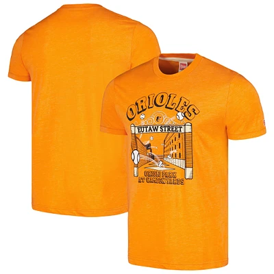 Men's Homage  Orange Baltimore Orioles Eutaw Street Hyper Local Tri-Blend T-Shirt