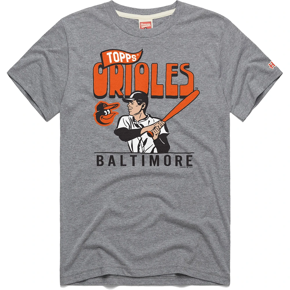 T-shirt à trois mélanges Homage x Topps gris des Orioles de Baltimore pour homme