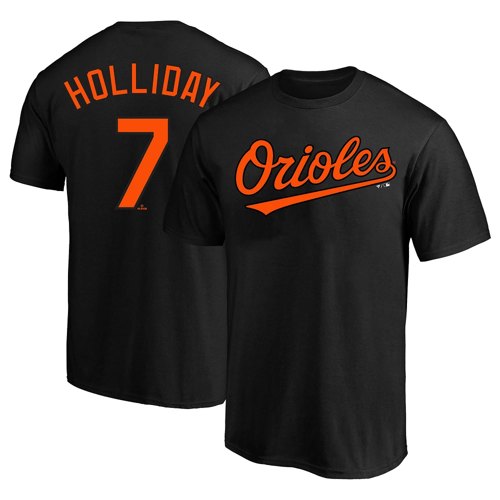 T-shirt avec nom et numéro pour hommes, Jackson Holliday, Baltimore Orioles, noir, grand