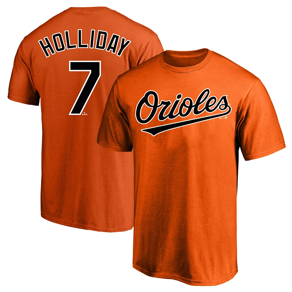 T-shirt avec nom et numéro pour hommes, Jackson Holliday, Orange, Baltimore Orioles, grand