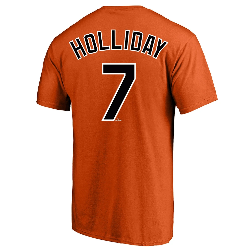 T-shirt avec nom et numéro pour hommes, Jackson Holliday, Orange, Baltimore Orioles, grand