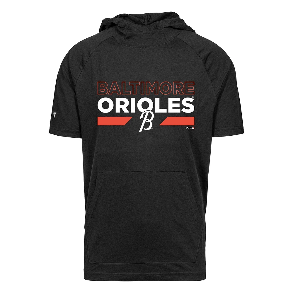 Men's Levelwear Black Baltimore Orioles City Connect Relay No Hitter Short Sleeve Hoodie T-Shirt