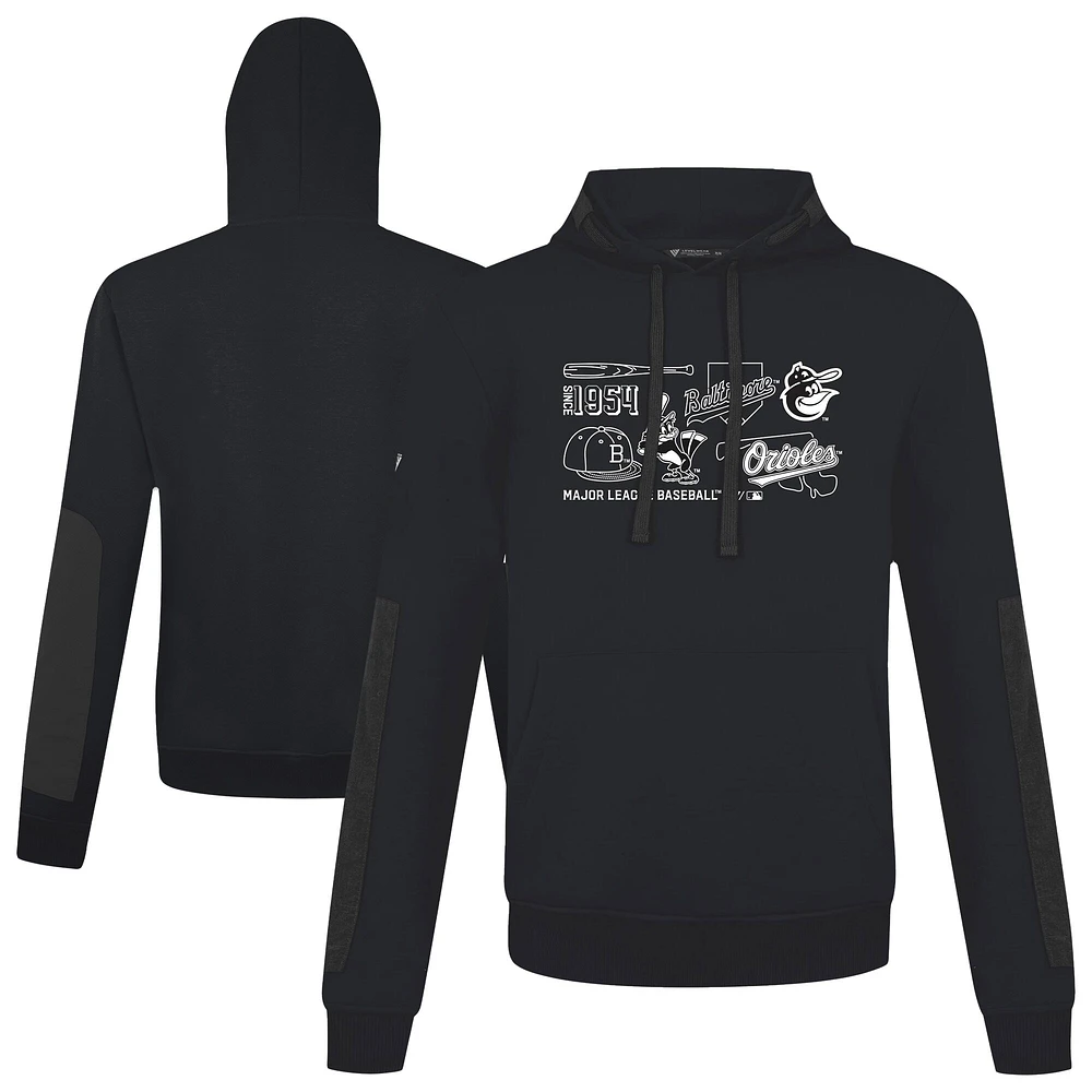 Men's Levelwear  Black Baltimore Orioles Cooperstown Collection Bombay Campaign Pullover Hoodie