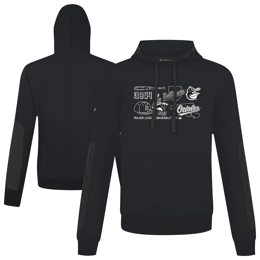 Men's Levelwear Black Baltimore Orioles Cooperstown Collection Bombay Campaign Pullover Hoodie