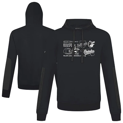 Men's Levelwear  Black Baltimore Orioles Cooperstown Collection Bombay Campaign Pullover Hoodie