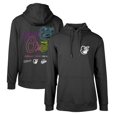 Men's Levelwear Black Baltimore Orioles Podium Vintage Pullover Hoodie