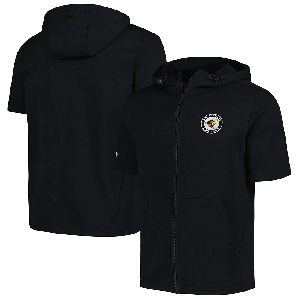 Sweat à capuche noir manches courtes et entièrement zippé Levelwear pour hommes des Orioles de Baltimore