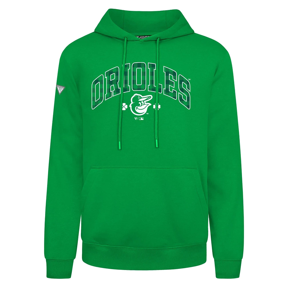 Men's Levelwear Baltimore Orioles St. Patrick's Day Podium Plaid Pullover Hoodie