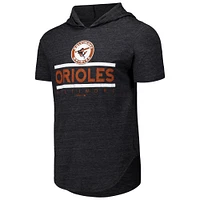 Men's Majestic Threads Black Baltimore Orioles Tri-Blend Hoodie T-Shirt