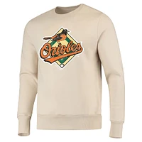 Men's Majestic Threads Oatmeal Baltimore Orioles Fleece Pullover Sweatshirt