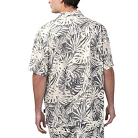 Chemise boutonnée de fête à imprimé Monstera des Orioles Baltimore noires Margaritaville pour hommes