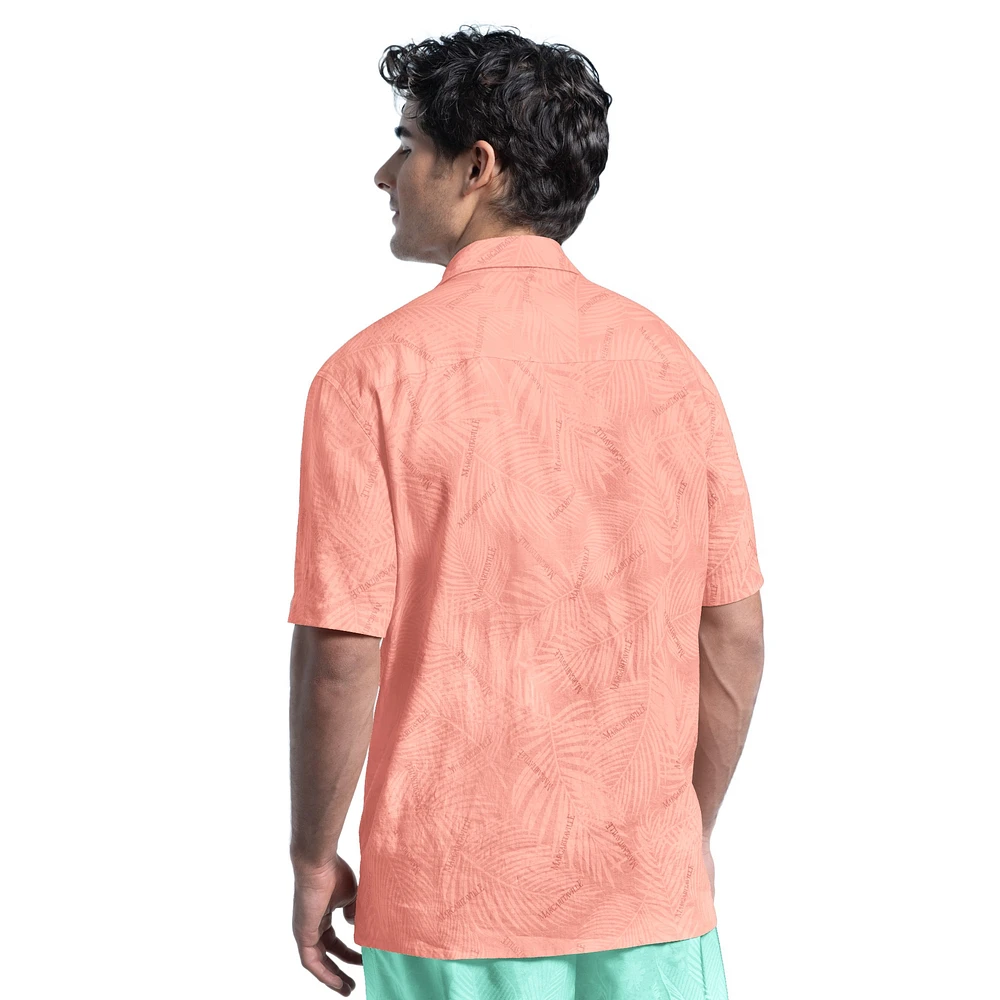 Men's Margaritaville Coral Baltimore Orioles Linen Party Button-Up Shirt
