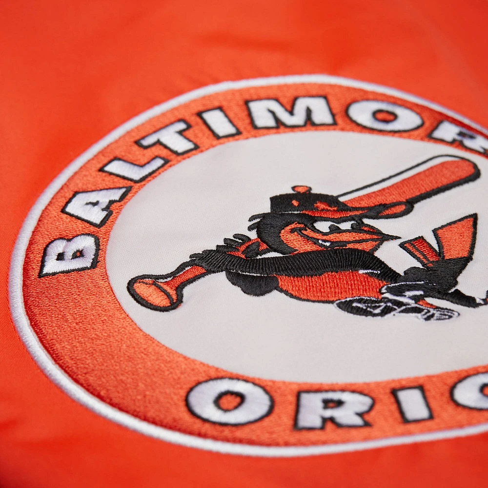 Men's Mitchell & Ness Black/Orange Baltimore Orioles Cooperstown Collection Team Origins Satin Full-Snap Jacket