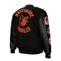 Men's Mitchell & Ness Black Baltimore Orioles Blackout Collection Full-Snap Varsity Jacket