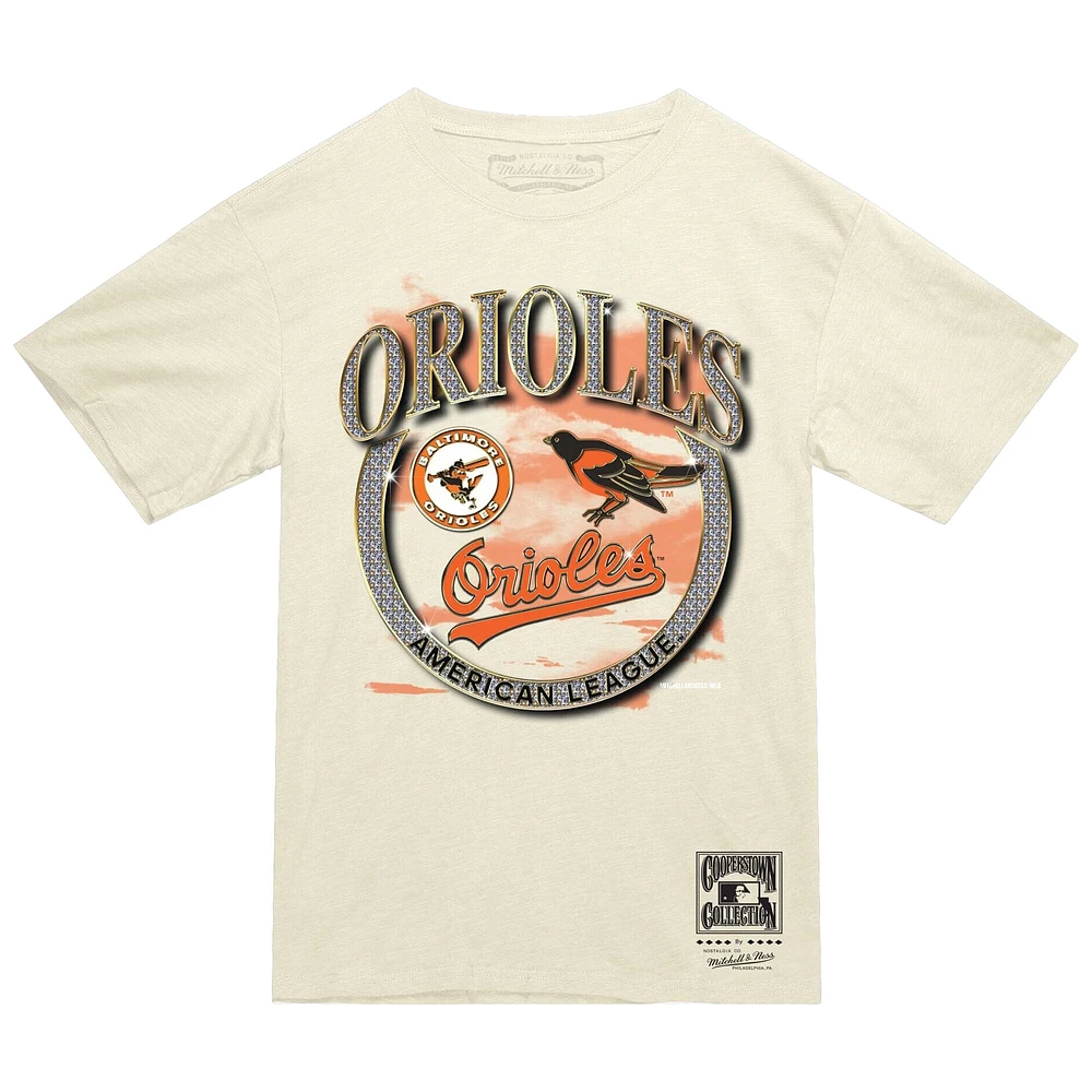 Men's Mitchell & Ness Cream Baltimore Orioles Crown Jewels T-Shirt