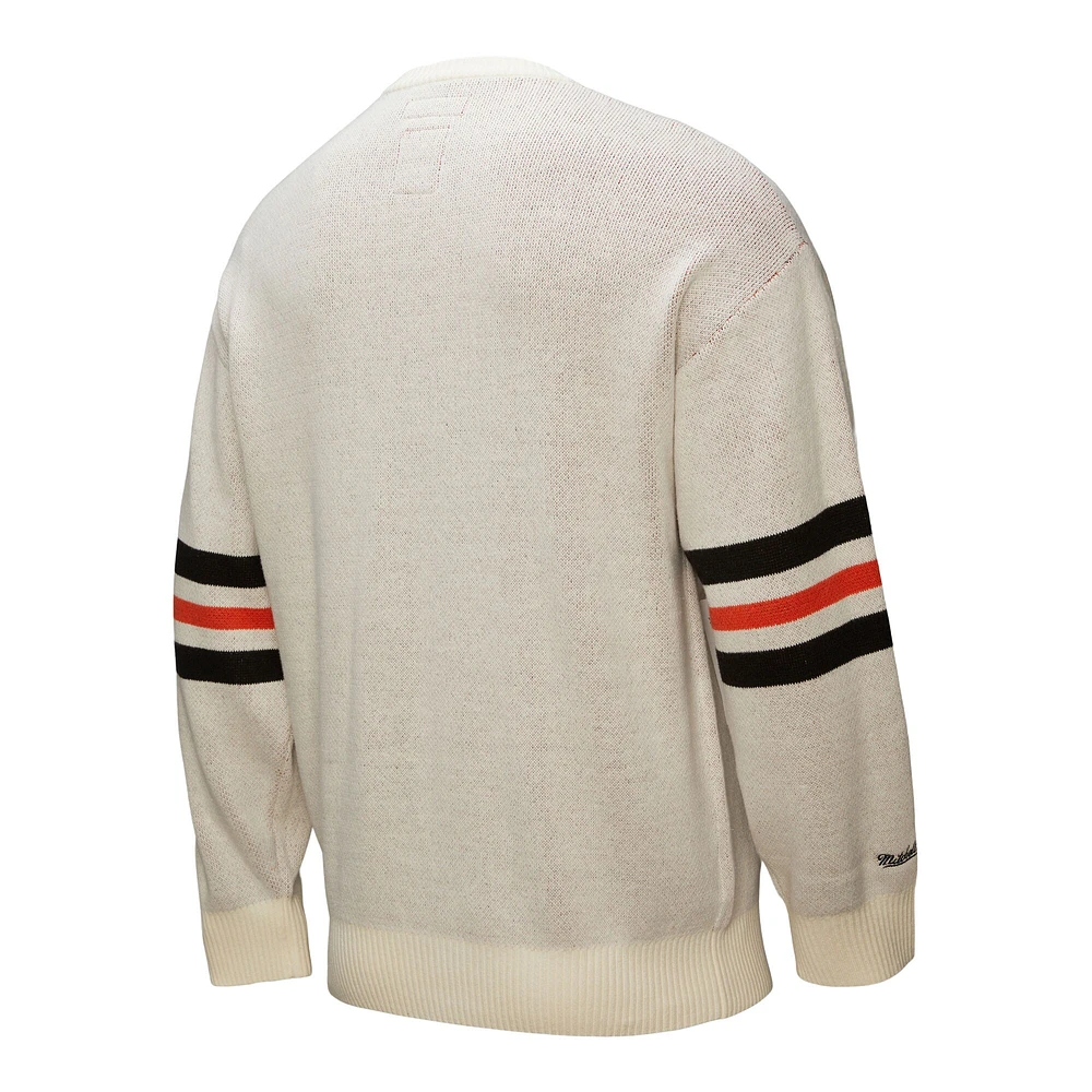 Men's Mitchell & Ness Cream Baltimore Orioles Retro Pullover Sweater