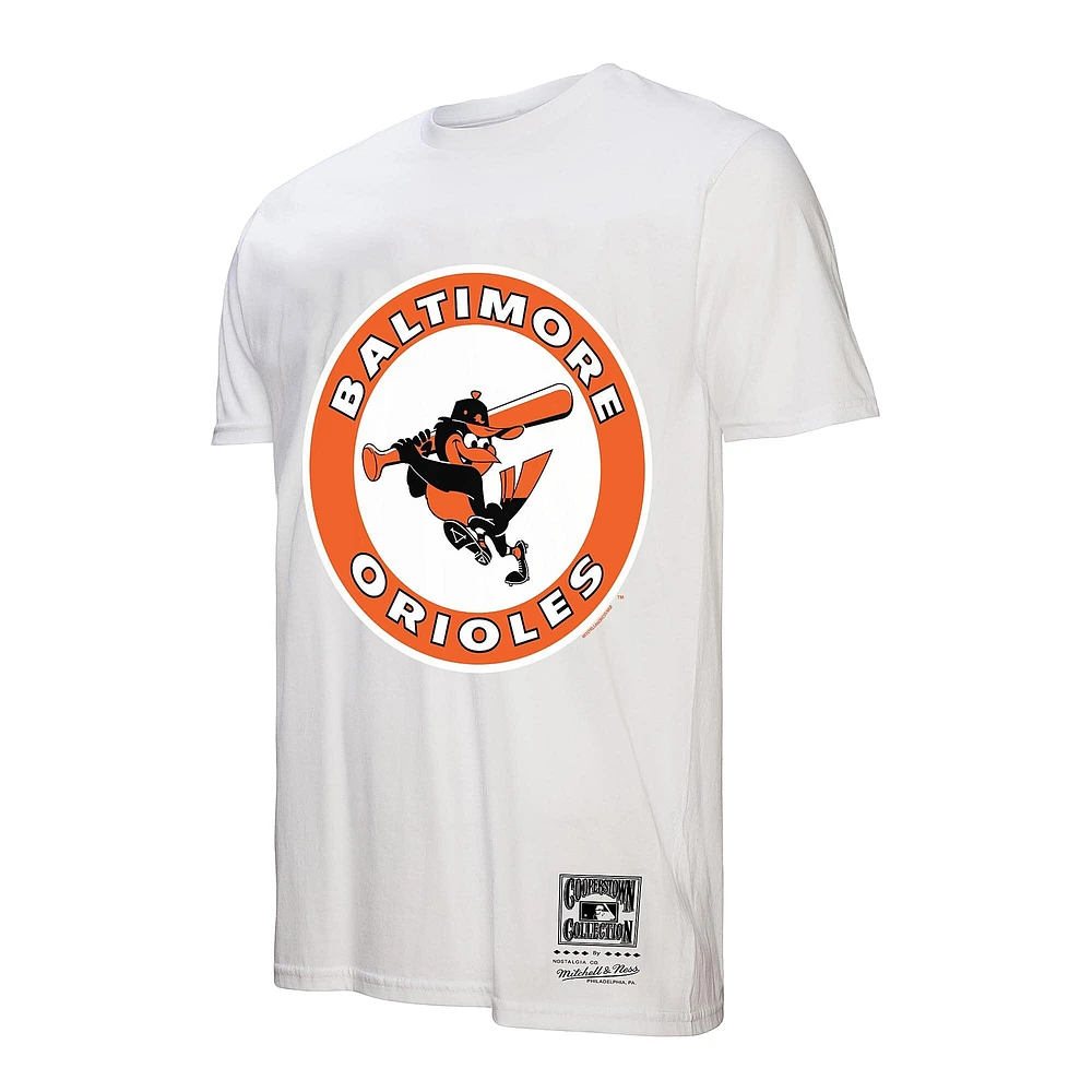 Men's Mitchell & Ness White Baltimore Orioles Cooperstown Collection Logo T-Shirt