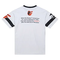 T-shirt blanc Mitchell & Ness pour homme, collection Cooperstown, « Origines de l'équipe » des Baltimore Orioles