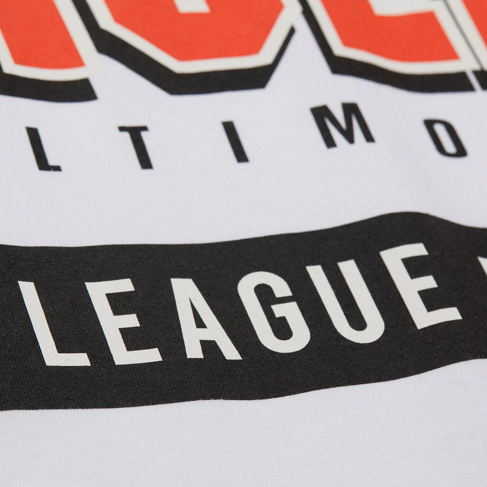 T-shirt blanc Mitchell & Ness pour homme, collection Cooperstown, « Origines de l'équipe » des Baltimore Orioles