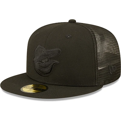 New Era Baltimore Orioles Blackout Trucker 59FIFTY pour homme - Casquette ajustée