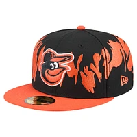 Casquette ajustée New Era 59FIFTY à motif rétro Baltimore Orioles noir/orange pour homme