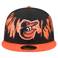 Casquette ajustée New Era 59FIFTY à motif rétro Baltimore Orioles noir/orange pour homme