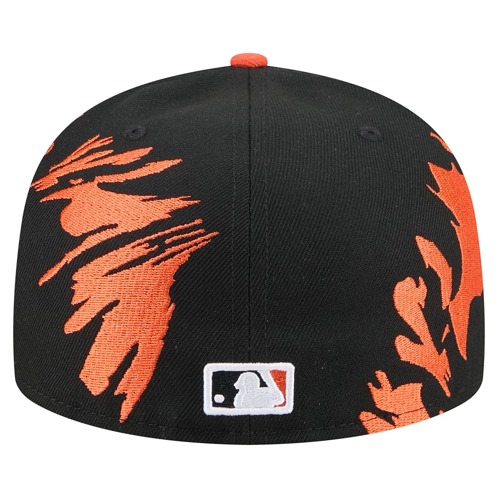 Casquette ajustée New Era 59FIFTY à motif rétro Baltimore Orioles noir/orange pour homme