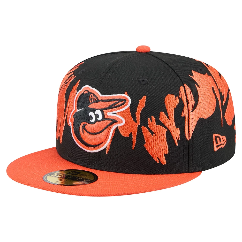Casquette ajustée New Era 59FIFTY à motif rétro Baltimore Orioles noir/orange pour homme
