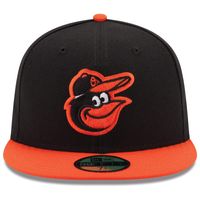 Men's New Era Black/Orange Baltimore Orioles Road Authentic Collection On-Field 59FIFTY Fitted Hat