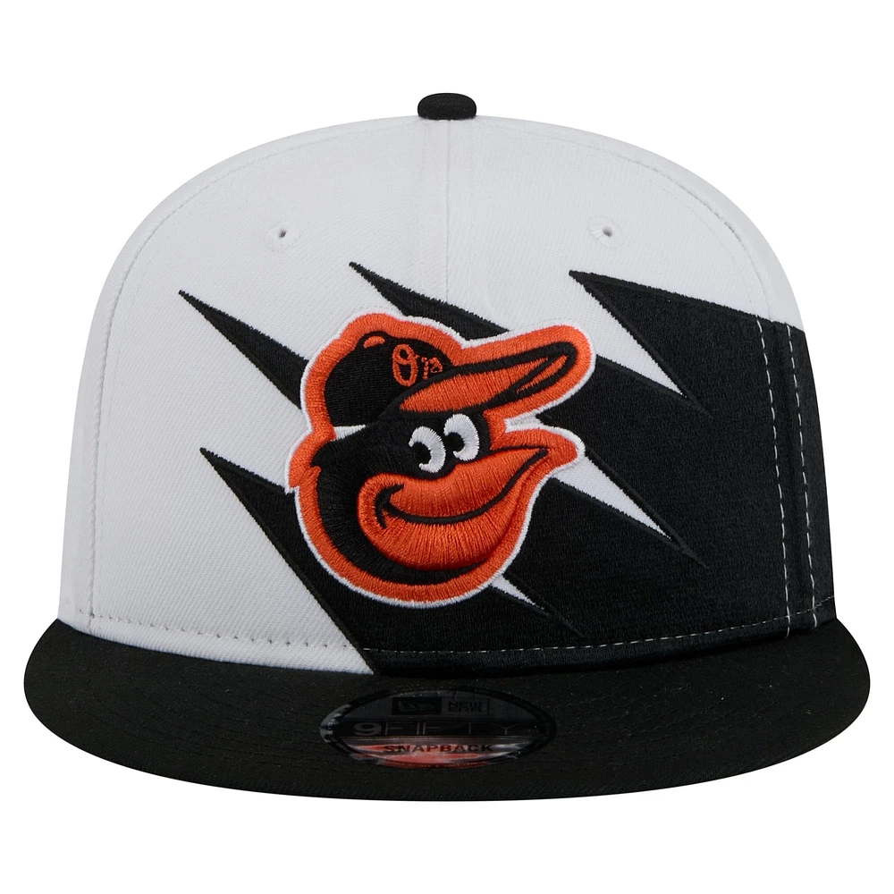 Men's New Era Black/White Baltimore Orioles Jagged 9FIFTY Snapback Hat