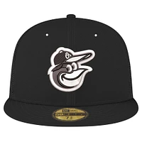 Men's New Era Black Baltimore Orioles 59FIFTY Trucker Fitted Hat