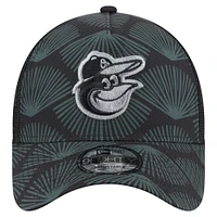 Men's New Era  Black Baltimore Orioles 9FORTY A-Frame Trucker Adjustable Hat