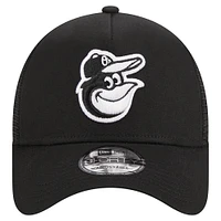 Men's New Era Black Baltimore Orioles A-Frame 9FORTY Trucker Adjustable Hat