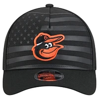 Men's New Era Black Baltimore Orioles American Flag 9FORTY M-Crown A-Frame Adjustable Hat