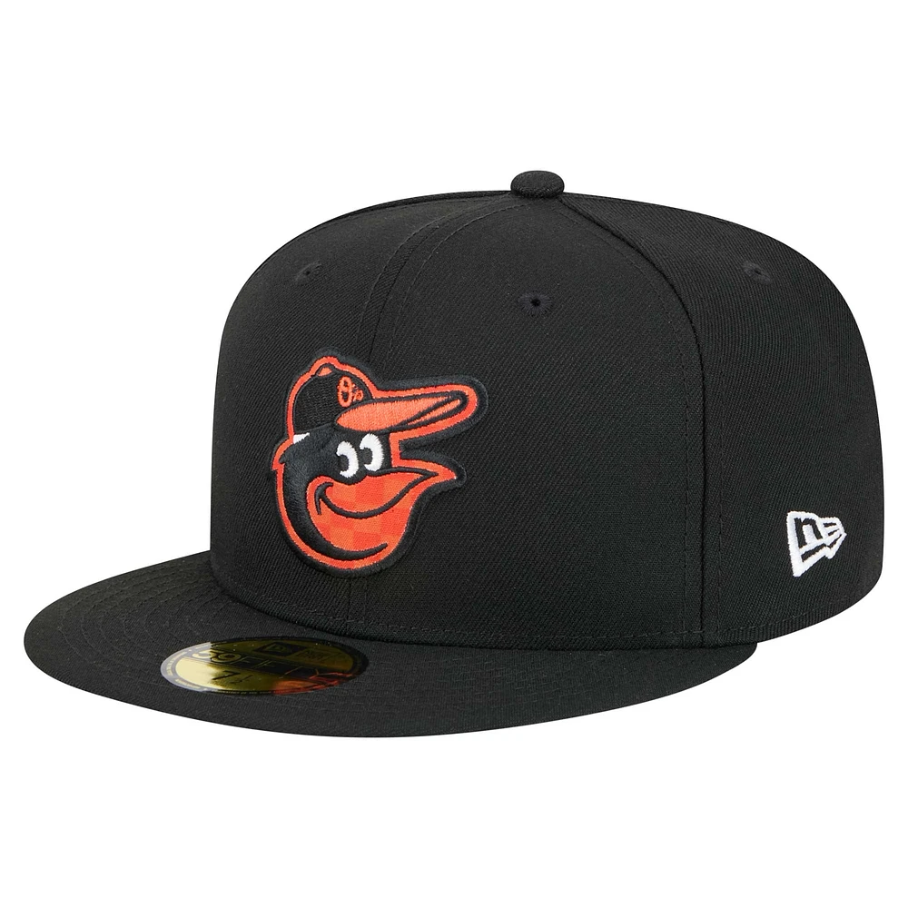 Casquette ajustée 59FIFTY à damier Baltimore Orioles noire New Era pour homme