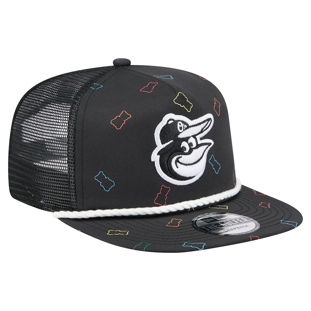 Men's New Era  Black Baltimore Orioles Gummy Golfer Trucker Adjustable Hat