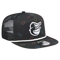 Men's New Era  Black Baltimore Orioles Gummy Golfer Trucker Adjustable Hat