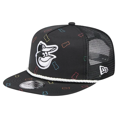 Men's New Era  Black Baltimore Orioles Gummy Golfer Trucker Adjustable Hat