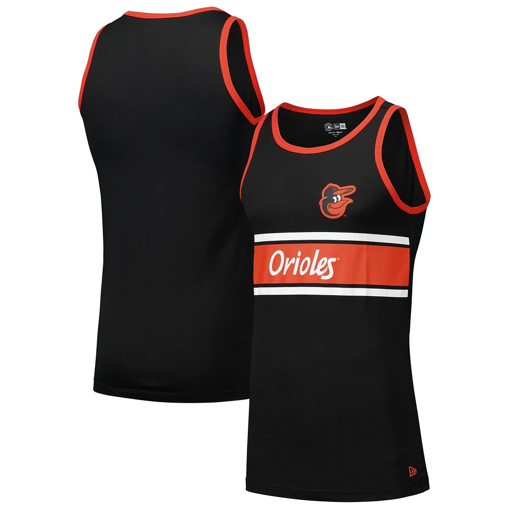 Débardeur Ringer en jersey noir Baltimore Orioles New Era pour hommes