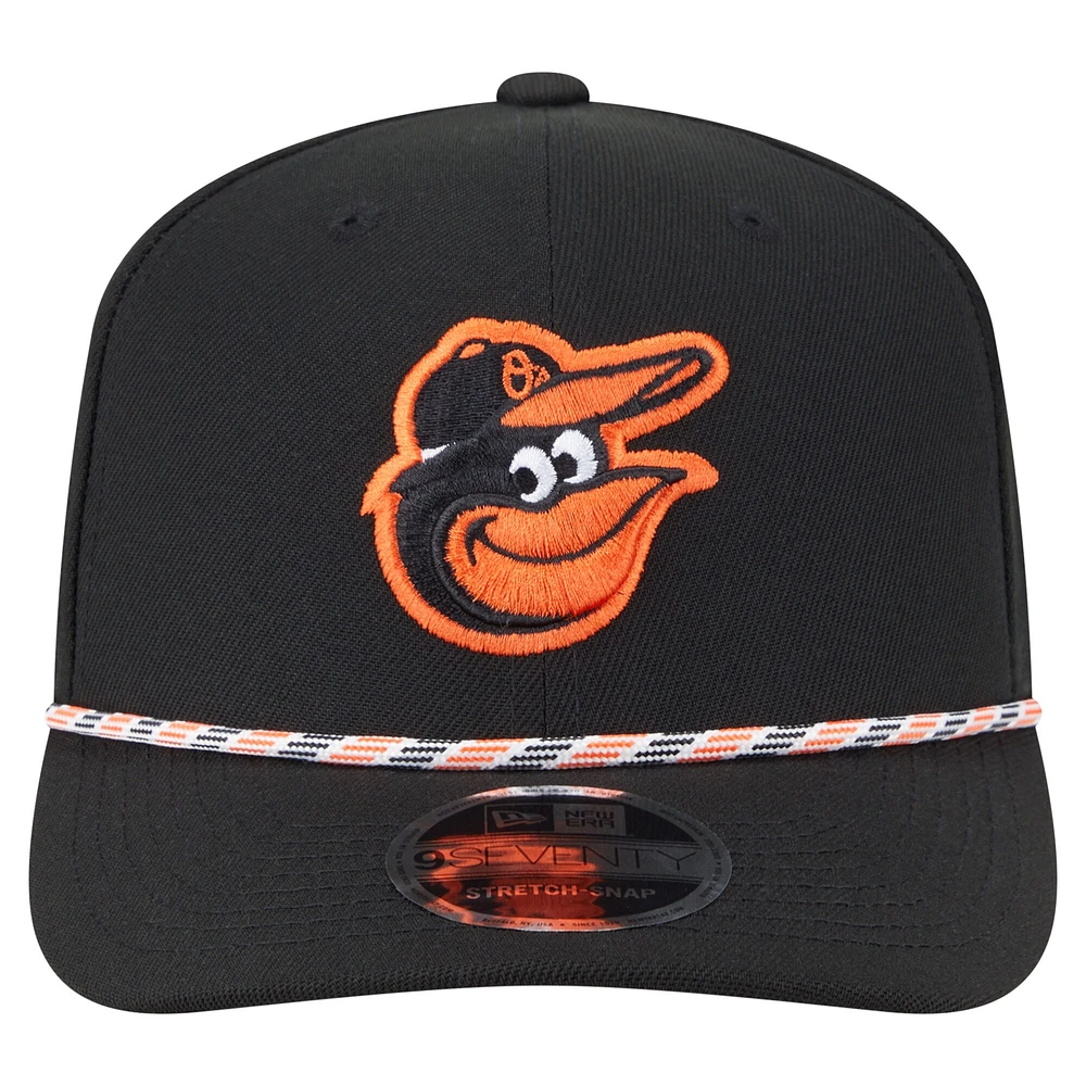 Men's New Era Black Baltimore Orioles Multi-Rope 9SEVENTY Stretch-Snap Hat